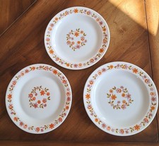 Lot 3 Assiettes à Dessert Vintage ARCOPAL Modèle SCANIA - Fleurs orange