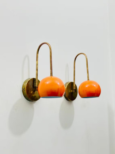 Plafonnier boule orange lustre