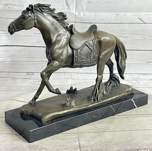 Saddled war horse working - saddled,
