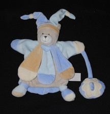 Ours collector marionnette beige bleu poudré DOUDOU ET COMPAGNIE  NEUF