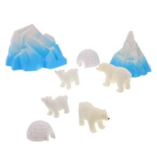  8 Pcs Statue De Paysage Polaire Mini Village Noel Accessoires Jardin Miniature