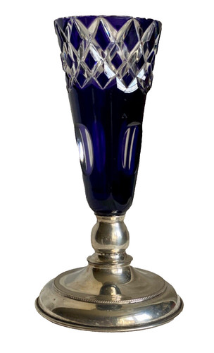 Vase cristal doublé bleu - vase,