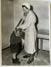 WWII Original USIS Photo – Refugee Camp Berlin 1945 – Child DDT Disinfection