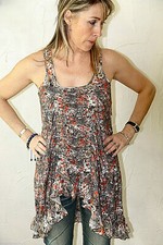 luxe tunique dos nu coton fleurie HIGH USE taille M 38-42 fr NEUVE S ÉTIQUETTE