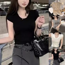 T-shirt femme été col U