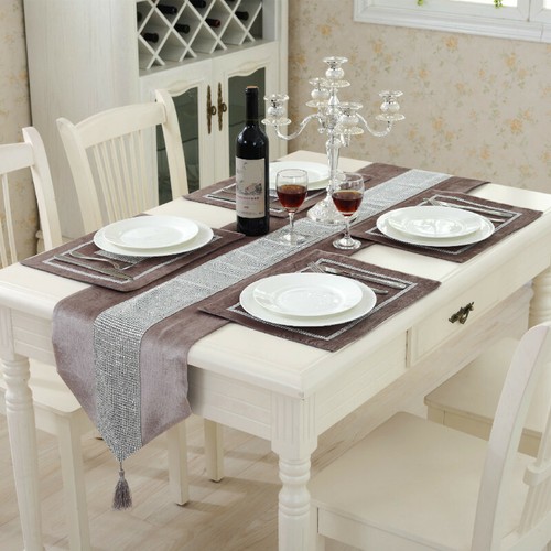 Velours chemin table strass - velours, de