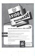 PUBLICITE ADVERTISING   1955   SHELL  huile moteur MULTIGRADE X100 bidon blanc