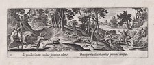 Chasse Au Lièvre Gravure Sur Cuivre H.Bol Ph.Galle 1582