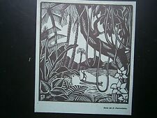 Gravure ancienne d'après un bois de: P. Portelette " Un noir pêche sur canoé "