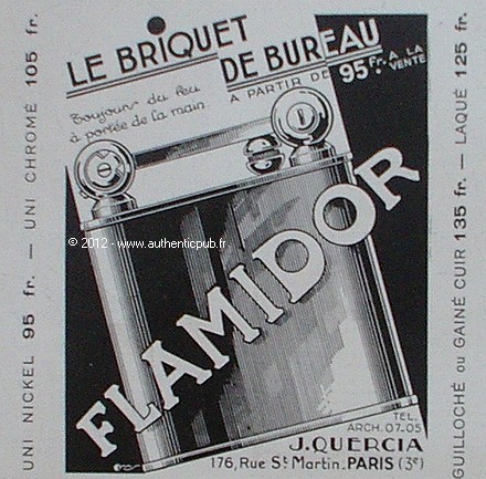 Publicite flamidor briquet - publicite,