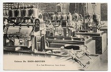 AUTOMOBILES Voitures PUTEAUX CPA 92 Usines DE DION BOUTON moteurs banc d'essai