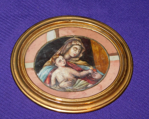 Tableau bois doré - doré, ovale