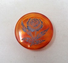 Superbe boite à poudre ancienne - Décor fleurs gravé - Made in France