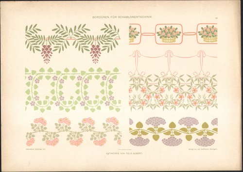 1900 lithographie bordures - lithographie,