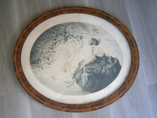 Grande Gravure ovale Art Déco