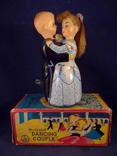 Ancien jouet mécanique automate couple danseurs mariés tôle années 60 Boîte TPS