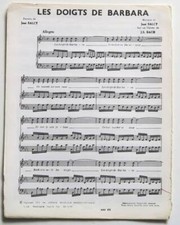 Partition vintage sheet music JOSE SALCY : Les Doigts de Barbara * 70's JS BACH