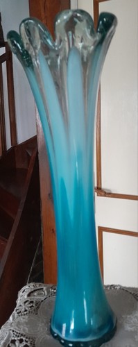Grand vase design bleu - bleu, en