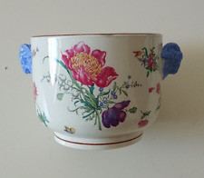 Ancien  cache-pot en faïence de Gien Marseille 19ème  Insecte Fleur papillon