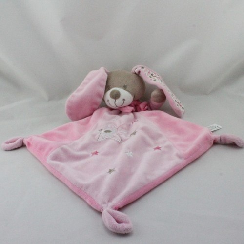 Doudou plat lapin beige rose