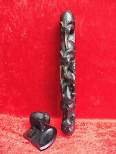 2 Belles Figurines En Bois Sculptées D'Afrique En Ébène Éléphants !