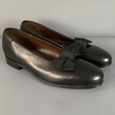 Paul Stuart X Grenson Taille 6.5 Mocassins En Cuir Noir Avec Nœud