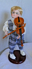 figurine violoniste automate musical porcelaine boîte à musique sur socle 39 cm