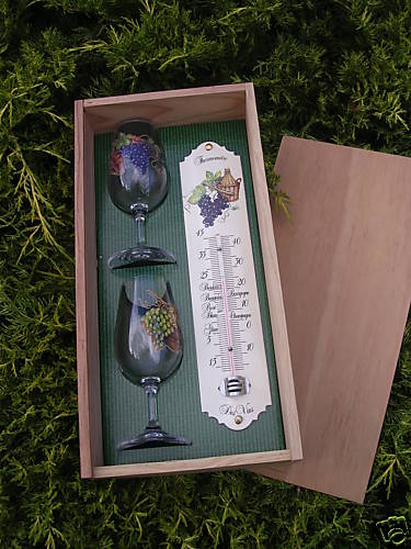 Coffret bois thermometre - bois, email