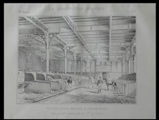 ÉCURIES EN FRANCE - ESTAMPE ARCHITECTURE 1894 - CHEVAUX