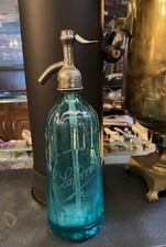 Ancien siphon eau seltz brasserie AURAY  verre vert bouteille Bretagne