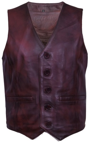 Gilet cuir brun doux pour - brun,
