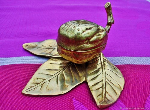 Encrier ancien noix bronze art - noix,