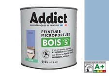 Peinture spéciale bois glycéro bleu lavande satin 0.5L ADDICT microporeux intéri