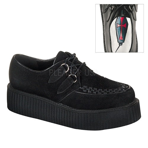 Demonia black suede - demonia, 2"