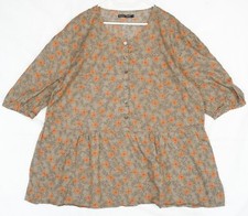 Chemisier tunique boutonné marron imprimé floral Gudrun Sjoden taille XL