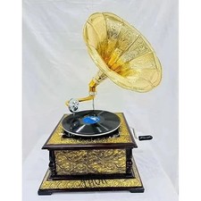Ancien lecteur de disque phonographe Win-up Gramophone entièrement fonctionnel
