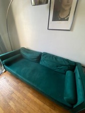 canapé 3 places velours vert 