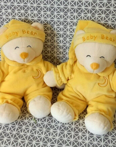 Doudou peluche ours jaune - ,