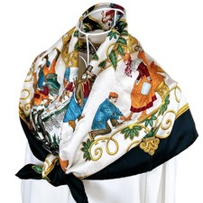 RARE Foulard vintage HERMES Carre 90 en soie "Joies d'Hiver" par Joachim...