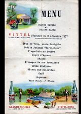 MENU illustré en 1957 / EAU DE SOURCE / VITTELLOISE à VITTEL (88)
