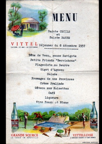 Menu illustré 1957 eau - en,