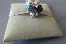 Charm  227  Perle 2 triples faces Bleu/blanc Argent Amore & Baci