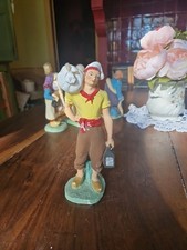 Santon Ancien Platre Signé Blanc 17cm