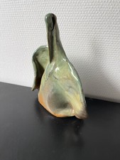 Sculpture grande céramique émaillée XXème siècle oiseau signée pélican stylisé 