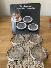 4 Dessous De. Erres Cristal Et Métal Argenté Vintage 