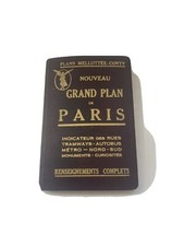 Grand plan de Paris Mellotée-Conty. Plan Metro Nord Sud.Carte Paris vintage