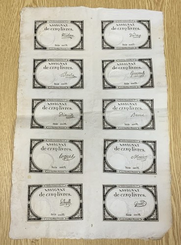Planche assignats de - assignats,