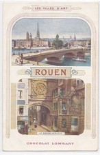 CPA 76 ROUEN Ville d' ART La Grosse Horloge& Pont sur Seine PUB CHOCOLAT LOMBART