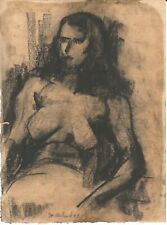 DESSIN ORIGINAL AU FUSAIN - MARCEL DELMOTTE  - NU FEMININ CIRCA 1928