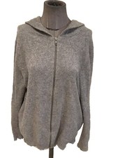 Superbe Gilet Gris Coudières Cuir 100% Cachemire Zadig & Voltaire Xl Tbe